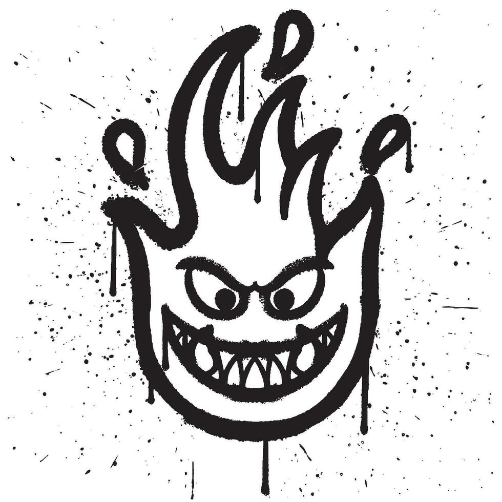 Graffiti spray paint smile fun fire character emoticon isolated vector