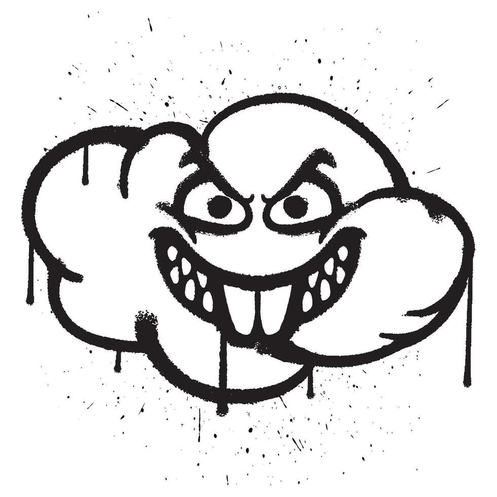 Vector graffiti spray paint laugh cloud character isolated vector illustration