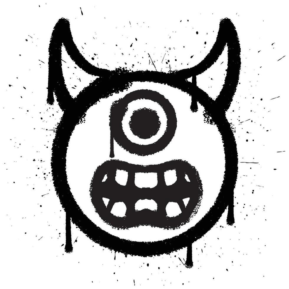 Graffiti spray paint cyclops devil emoticon isolated vector