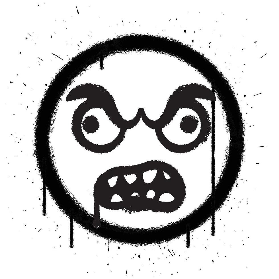 Vector graffiti spray paint zombie face emoticon on white background vector illustration