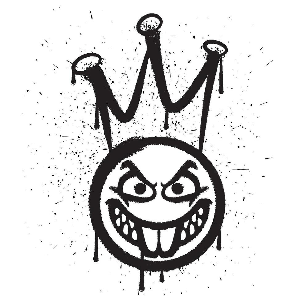Vector graffiti spray paint laugh king emoticon isolated vector illustration