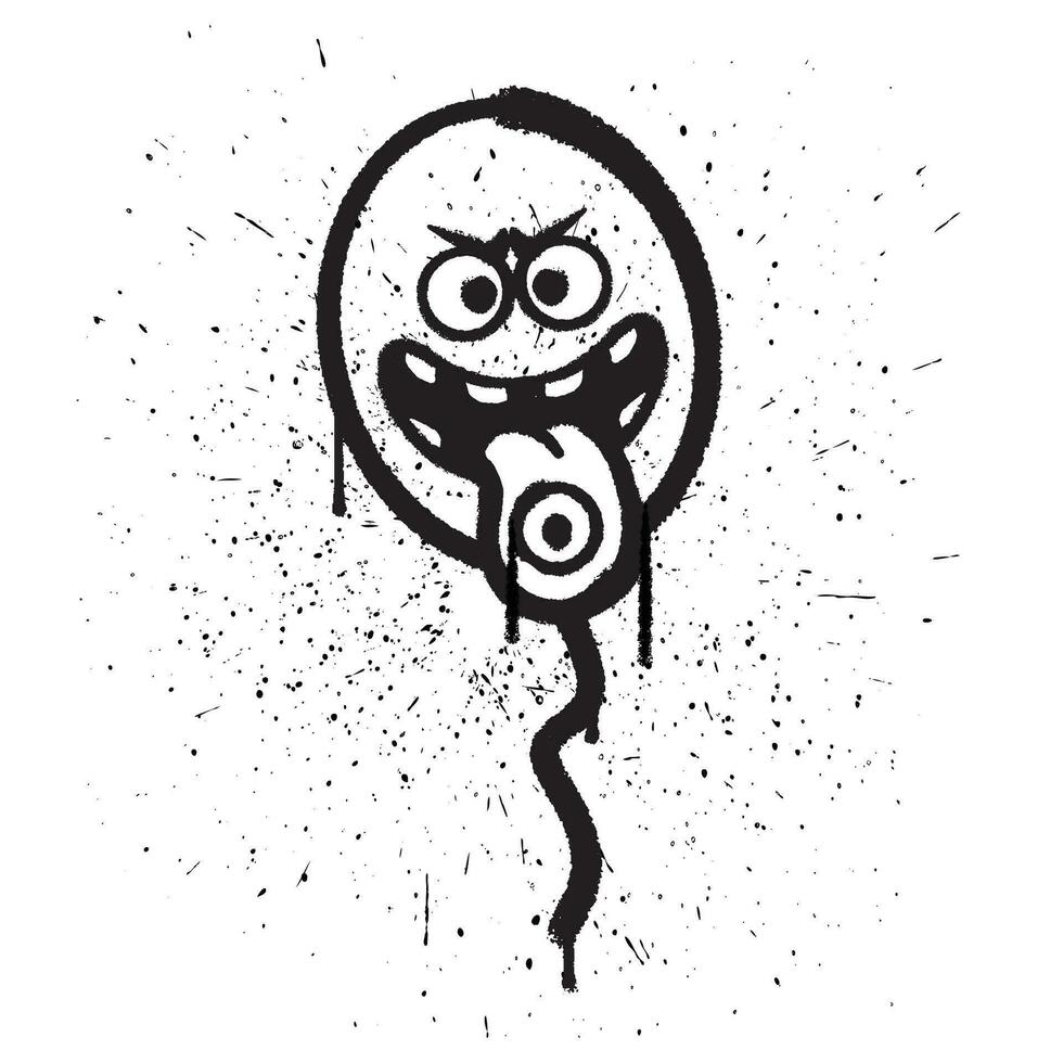 Vector graffiti spray paint teased face balloon isolated vector illustration