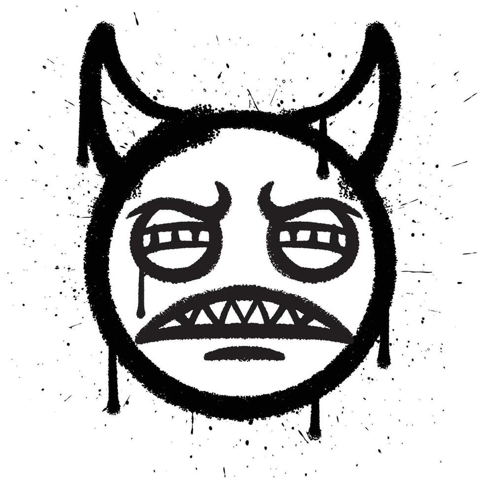 Graffiti spray paint sleepy devil emoticon isolated vector