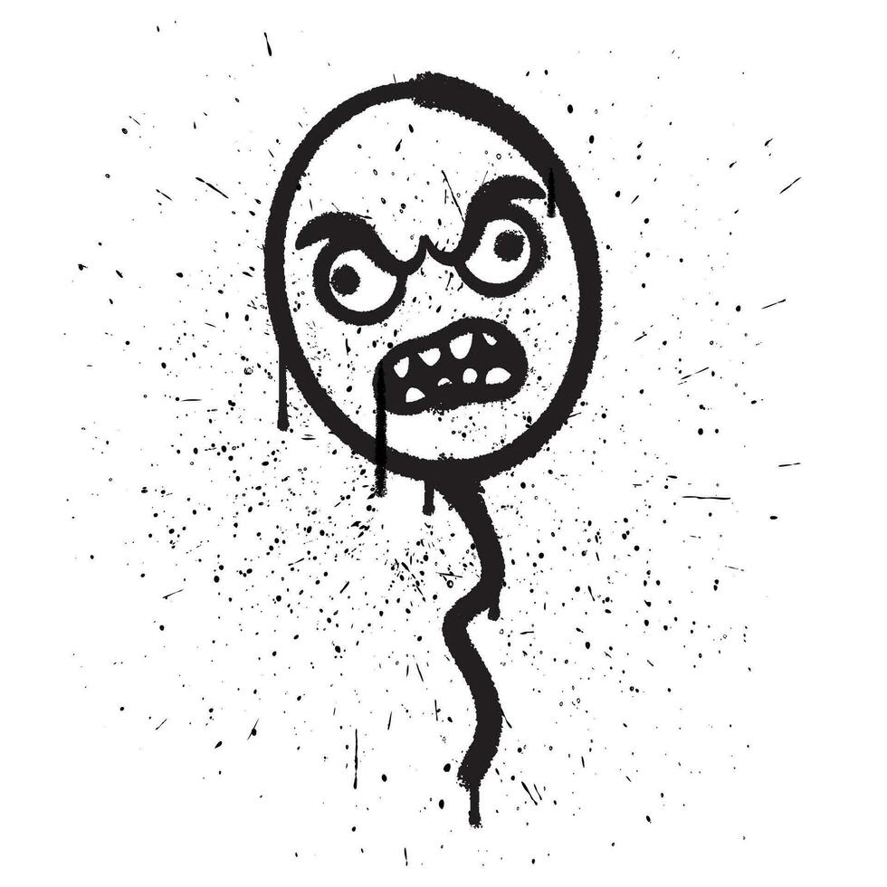 Vector graffiti spray paint zombie face balloon isolated vector illustration