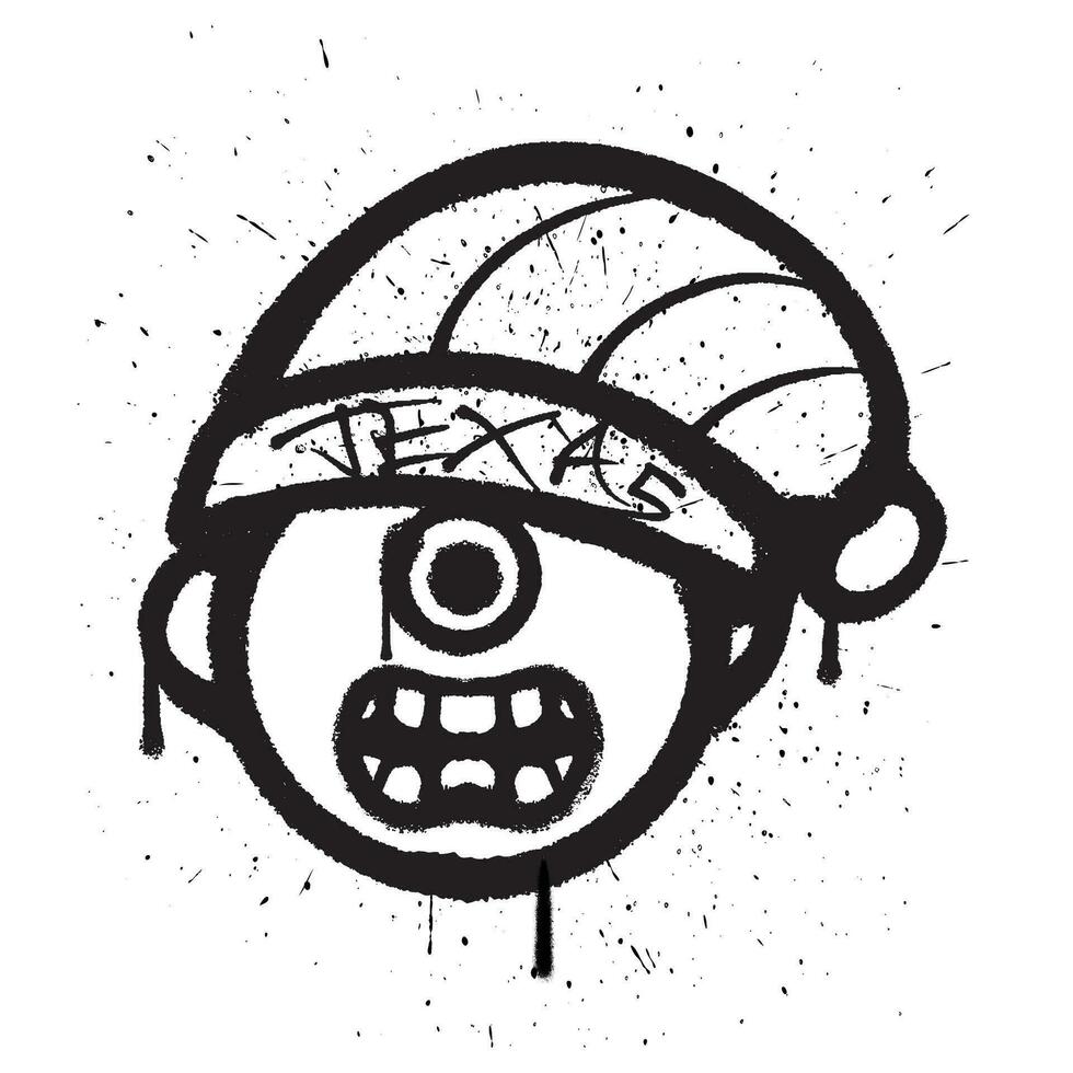 Vector graffiti spray paint cyclops man emoticon isolated vector illustration