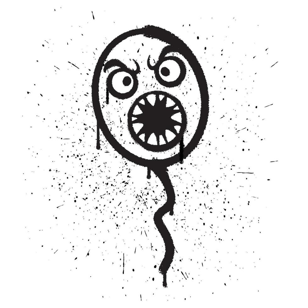 Vector graffiti spray paint angry balloon in vector illustration