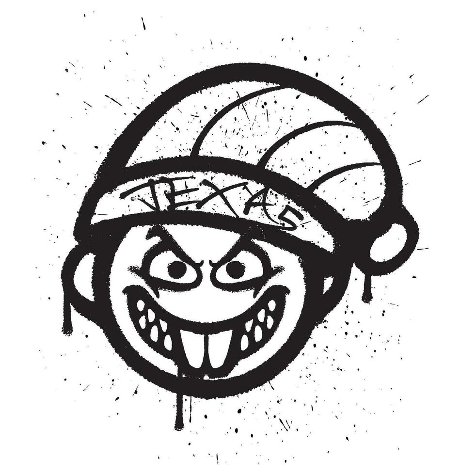 Vector graffiti spray paint laugh man emoticon isolated vector illustration