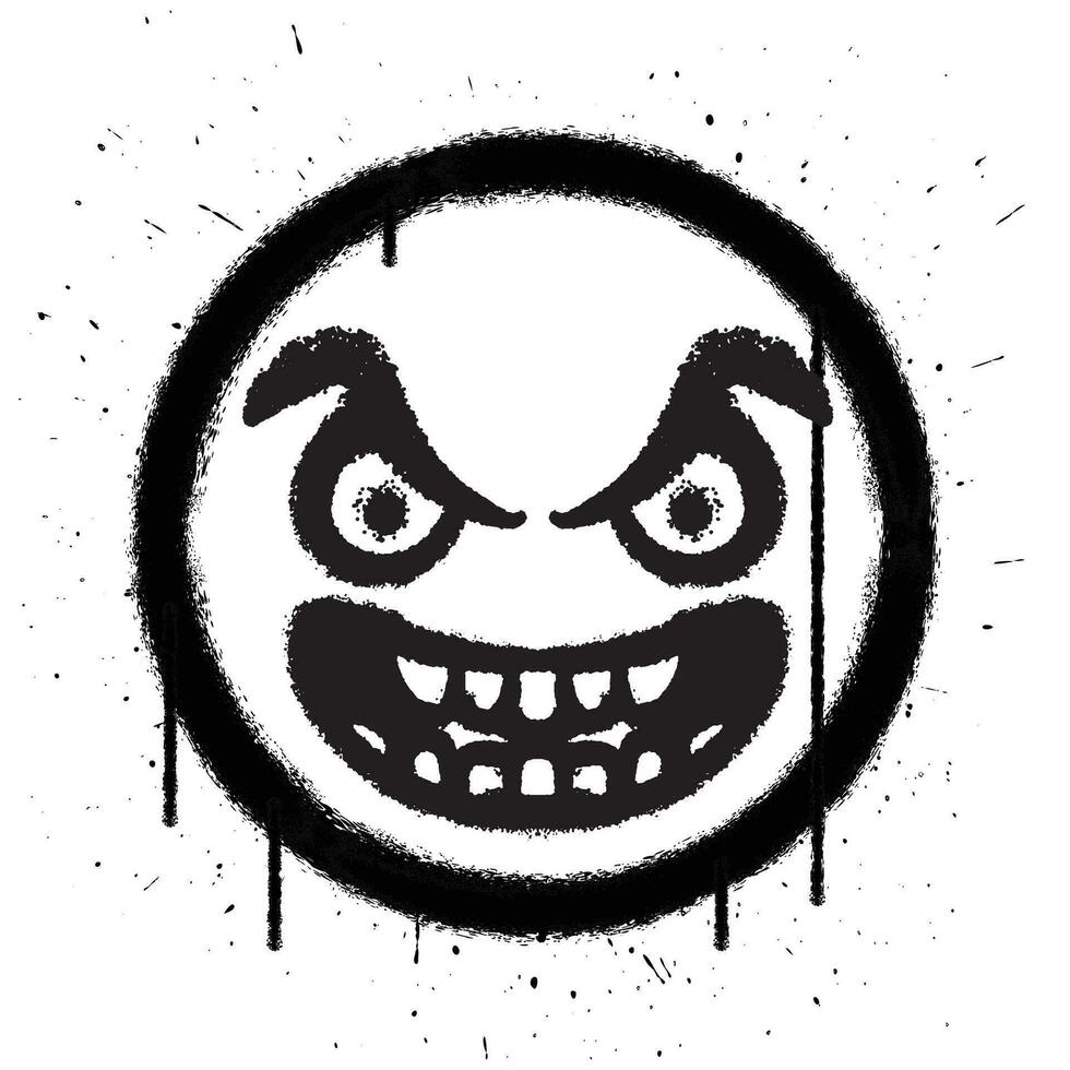 Vector graffiti spray paint smile face emoticon in vector illustration