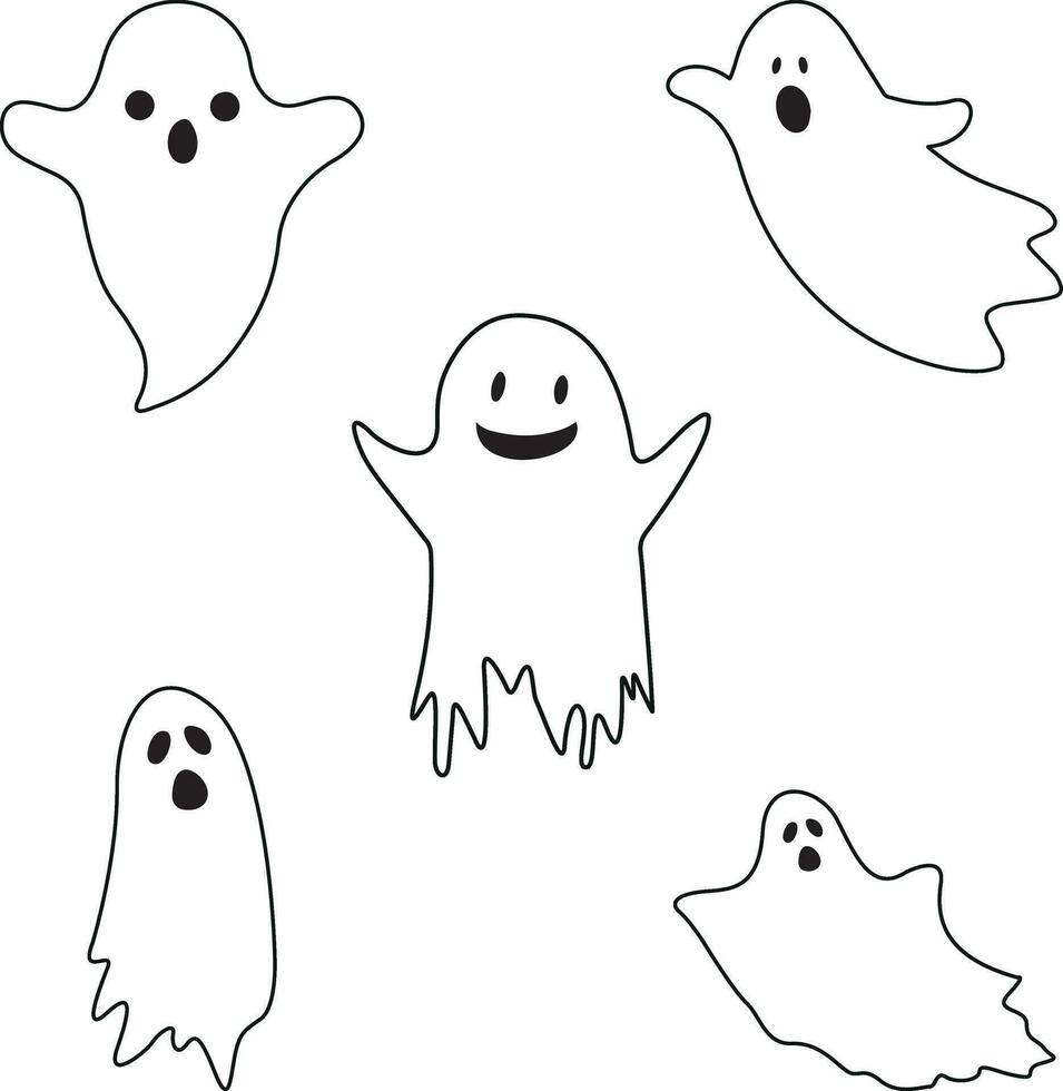 Ghost Halloween Set. Cute ghost shadow. ghost sheet for halloween character design. Isolated