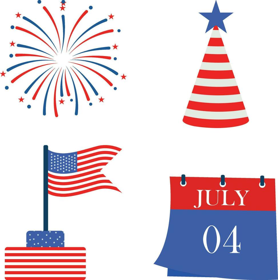 Independence Day, decoration design, bunting decoration, and American  element. Vector illustration.