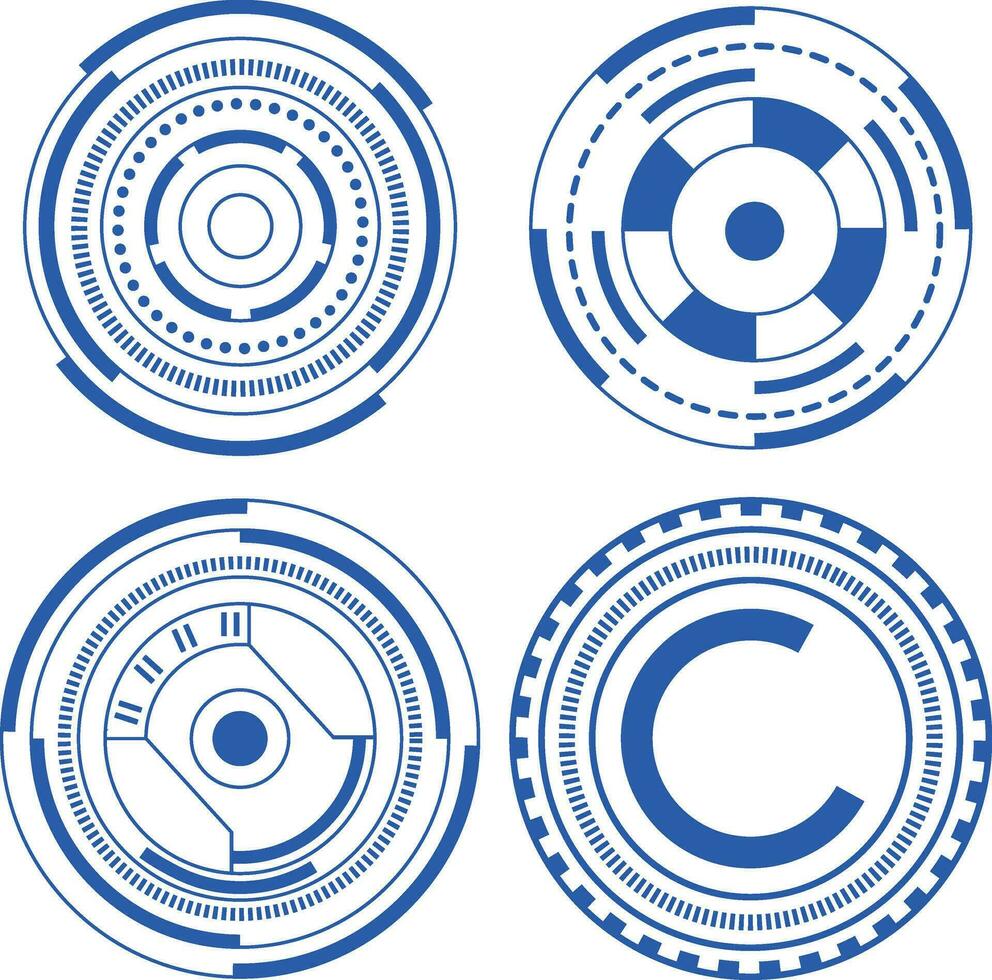 Futuristic Circle Hud. Futuristic Abstract HUD. Good for game UI. Circle elements for data infographics. Vector Illustration