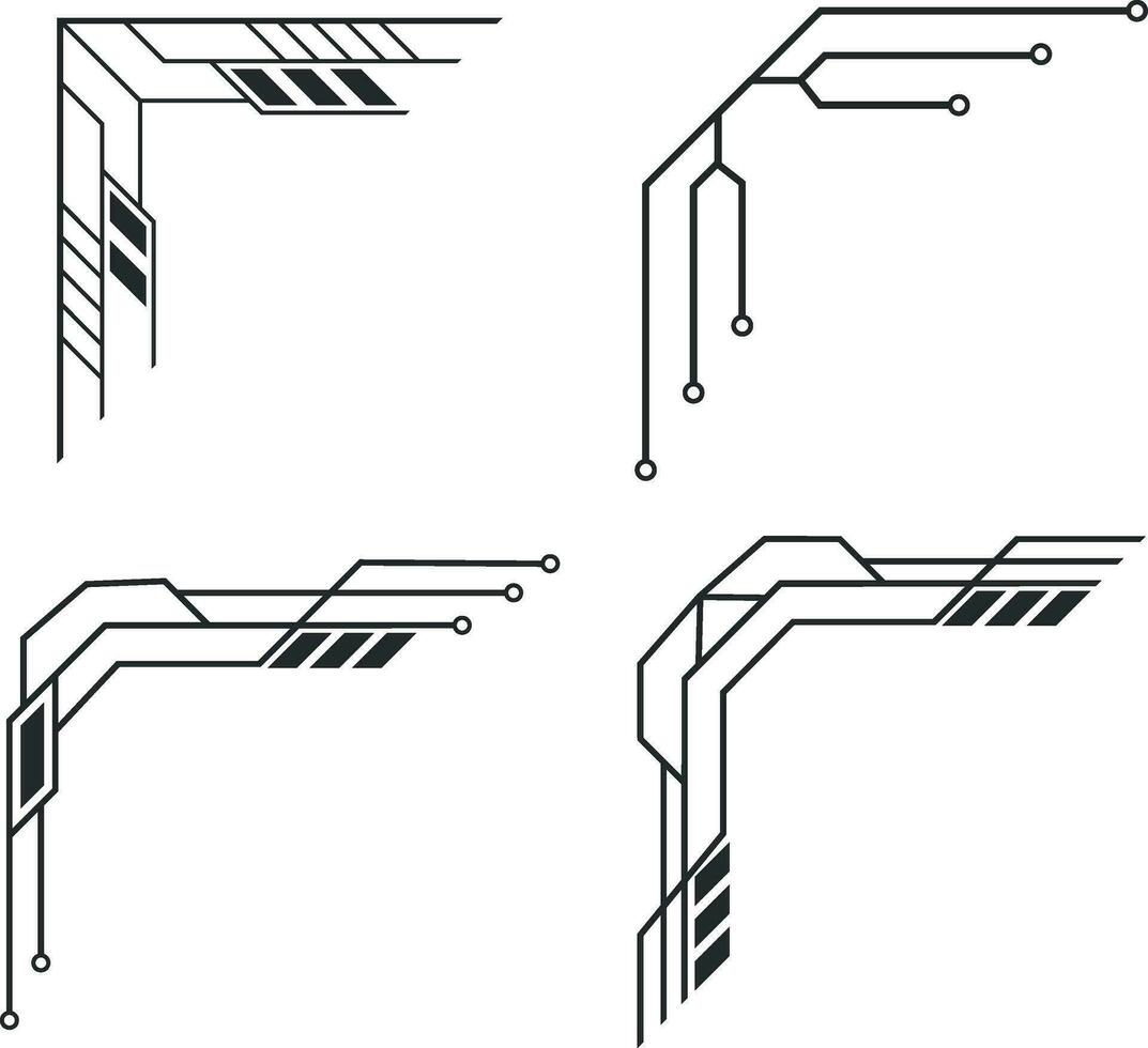 frontera esquina futurista elemento. lado marcos, frontera, para diseño decoración y ilustración, vector Pro