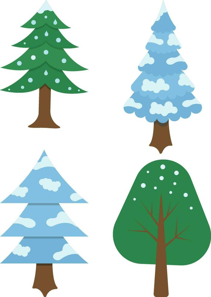 invierno nieve árbol.para diseño decoración. vistoso vector ilustración en plano dibujos animados estilo