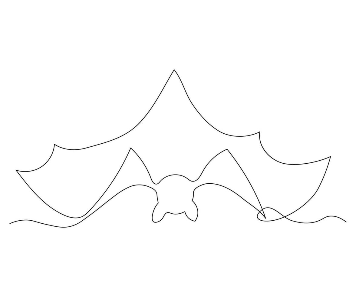abstract Bat for Halloween Continuous One Line Drawing vector