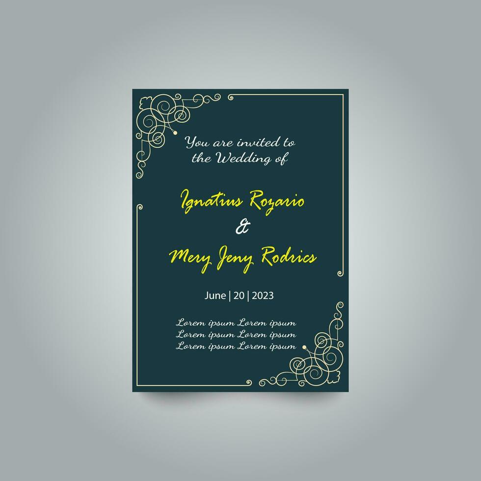 Luxury wedding invitation card design set. Luxury vintage golden vector invitation card template