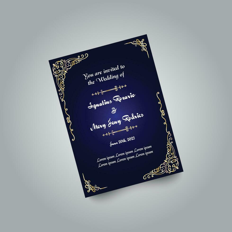 Luxury wedding invitation card design set. Luxury vintage golden vector invitation card template