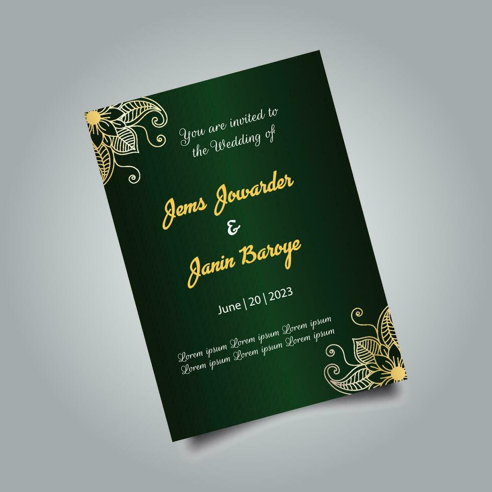 Luxury wedding invitation card design set. Luxury vintage golden vector invitation card template