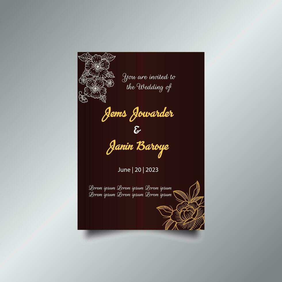 Luxury wedding invitation card design set. Luxury vintage golden vector invitation card template