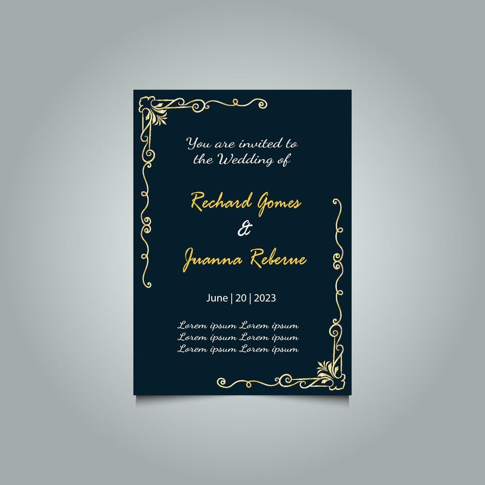 Luxury wedding invitation card design set. Luxury vintage golden vector invitation card template