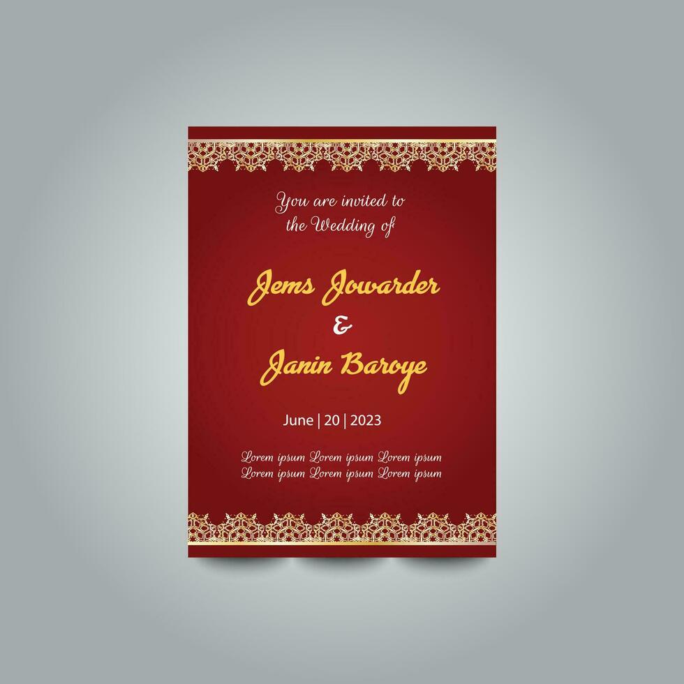 Luxury wedding invitation card design set. Luxury vintage golden vector invitation card template
