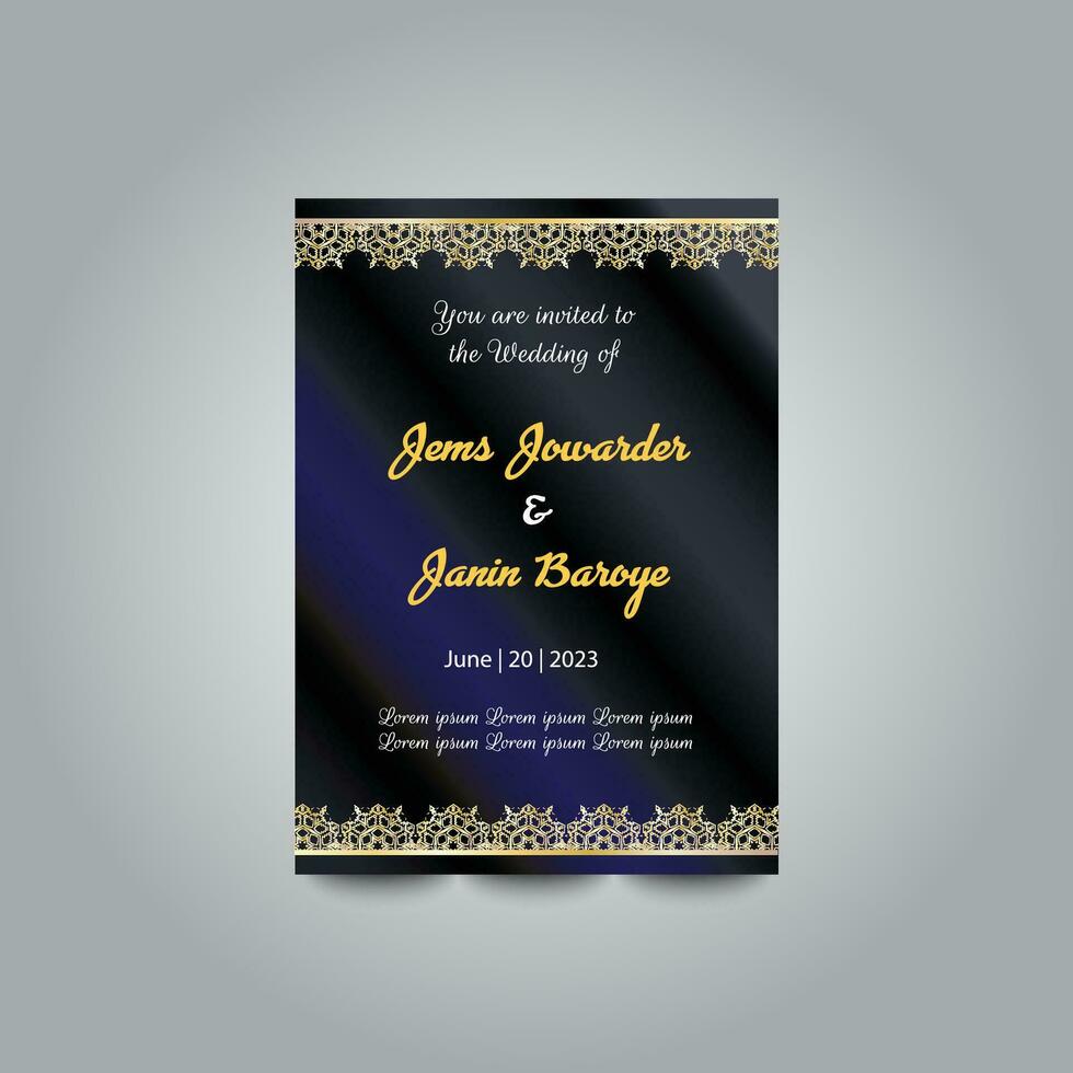 Luxury wedding invitation card design set. Luxury vintage golden vector invitation card template