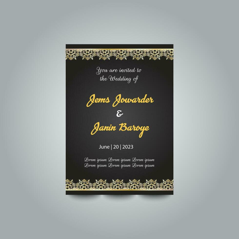 Luxury wedding invitation card design set. Luxury vintage golden vector invitation card template