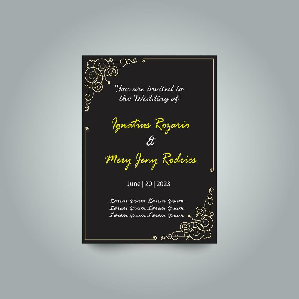 Luxury wedding invitation card design set. Luxury vintage golden vector invitation card template