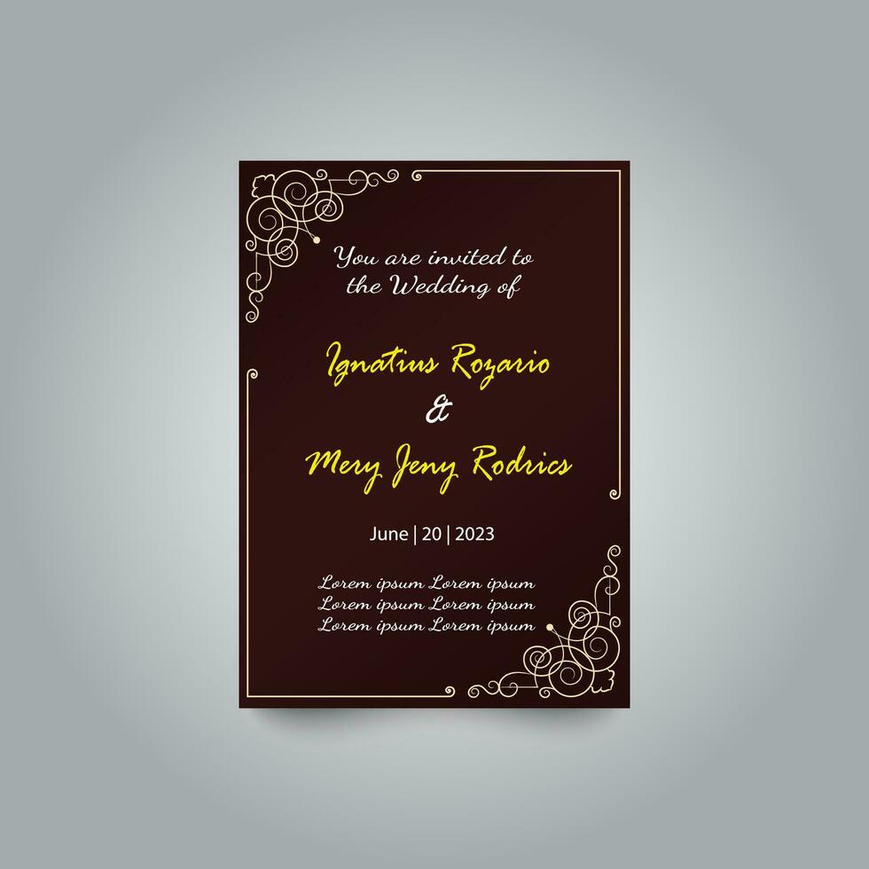 Luxury wedding invitation card design set. Luxury vintage golden vector invitation card template