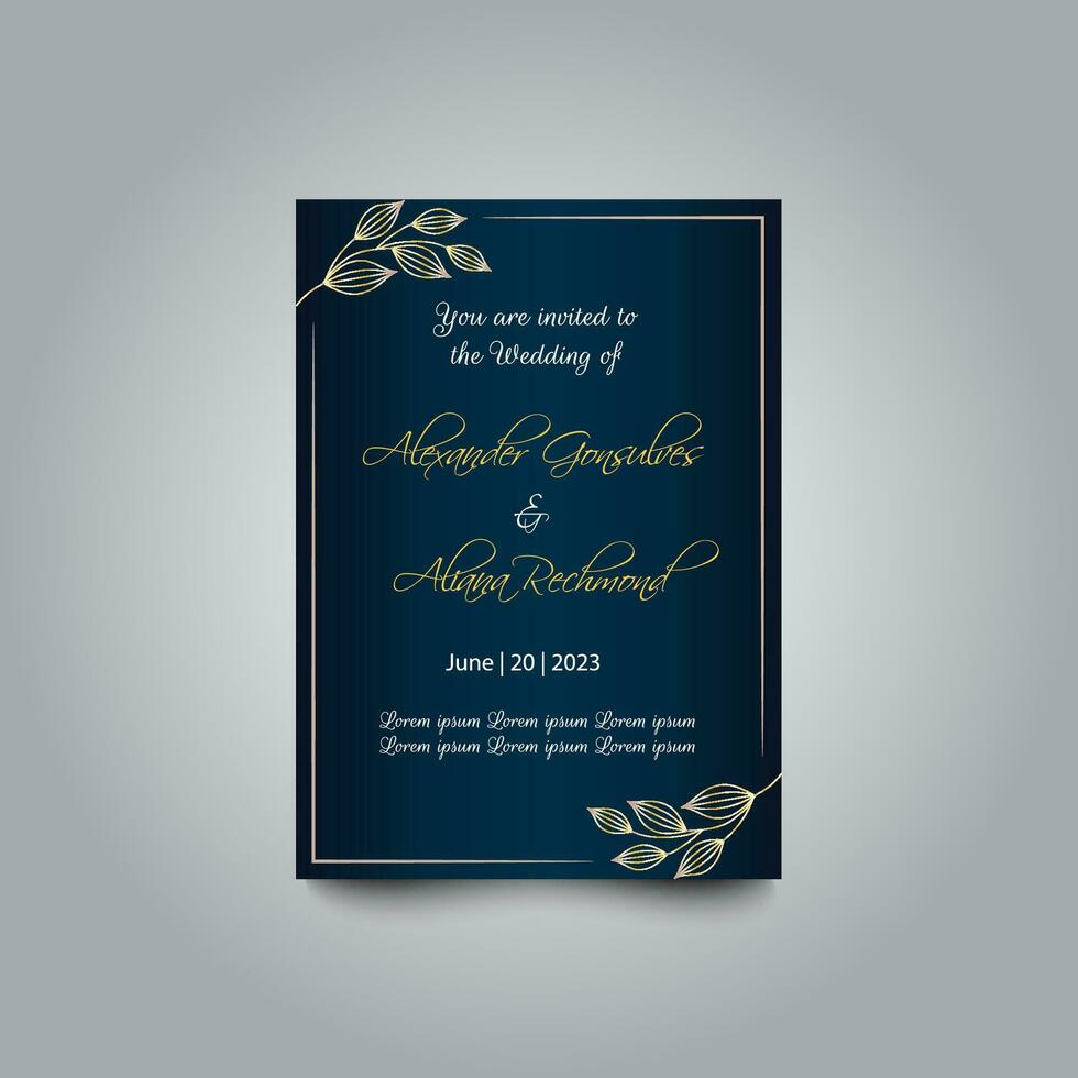 Luxury wedding invitation card design set. Luxury vintage golden vector invitation card template