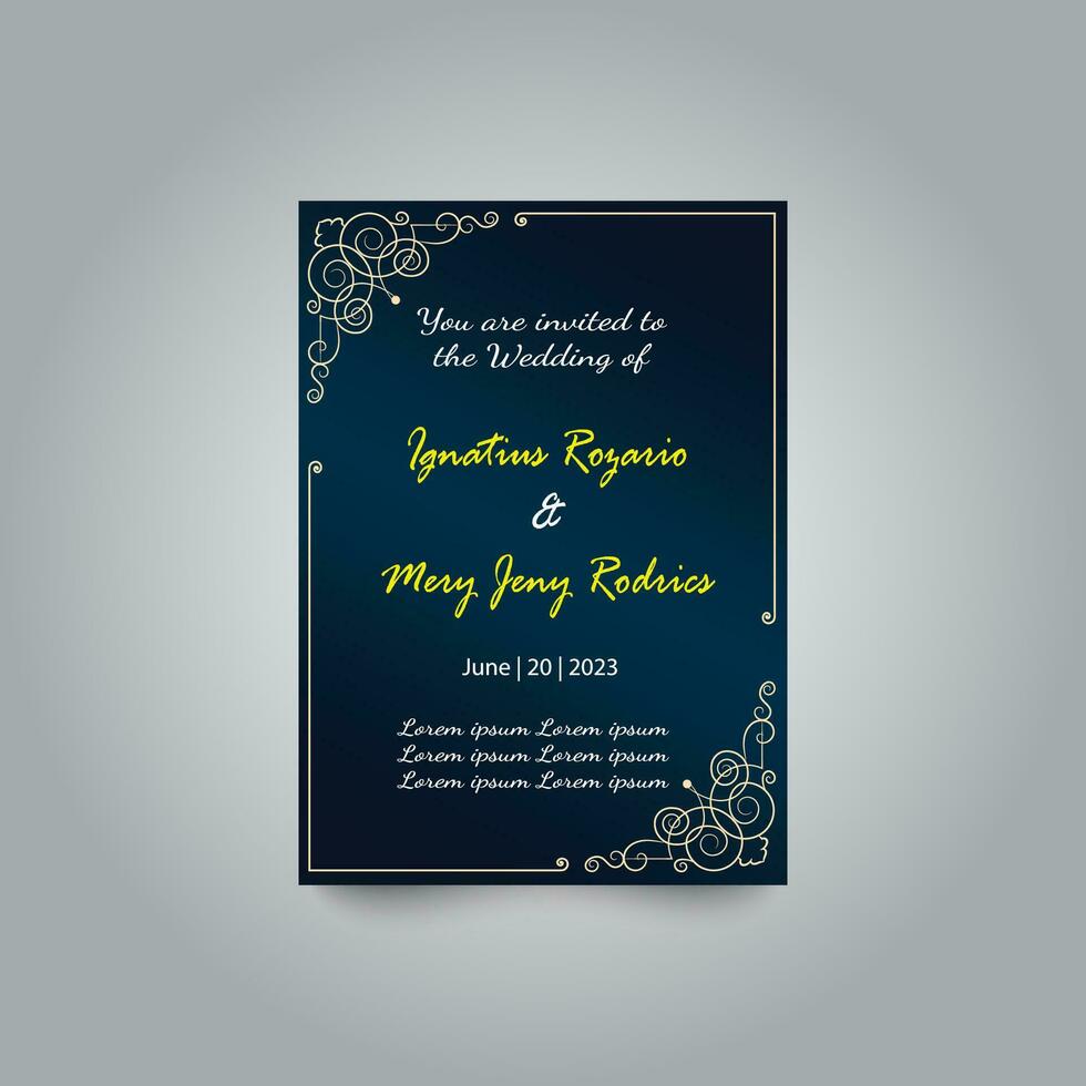 Luxury wedding invitation card design set. Luxury vintage golden vector invitation card template