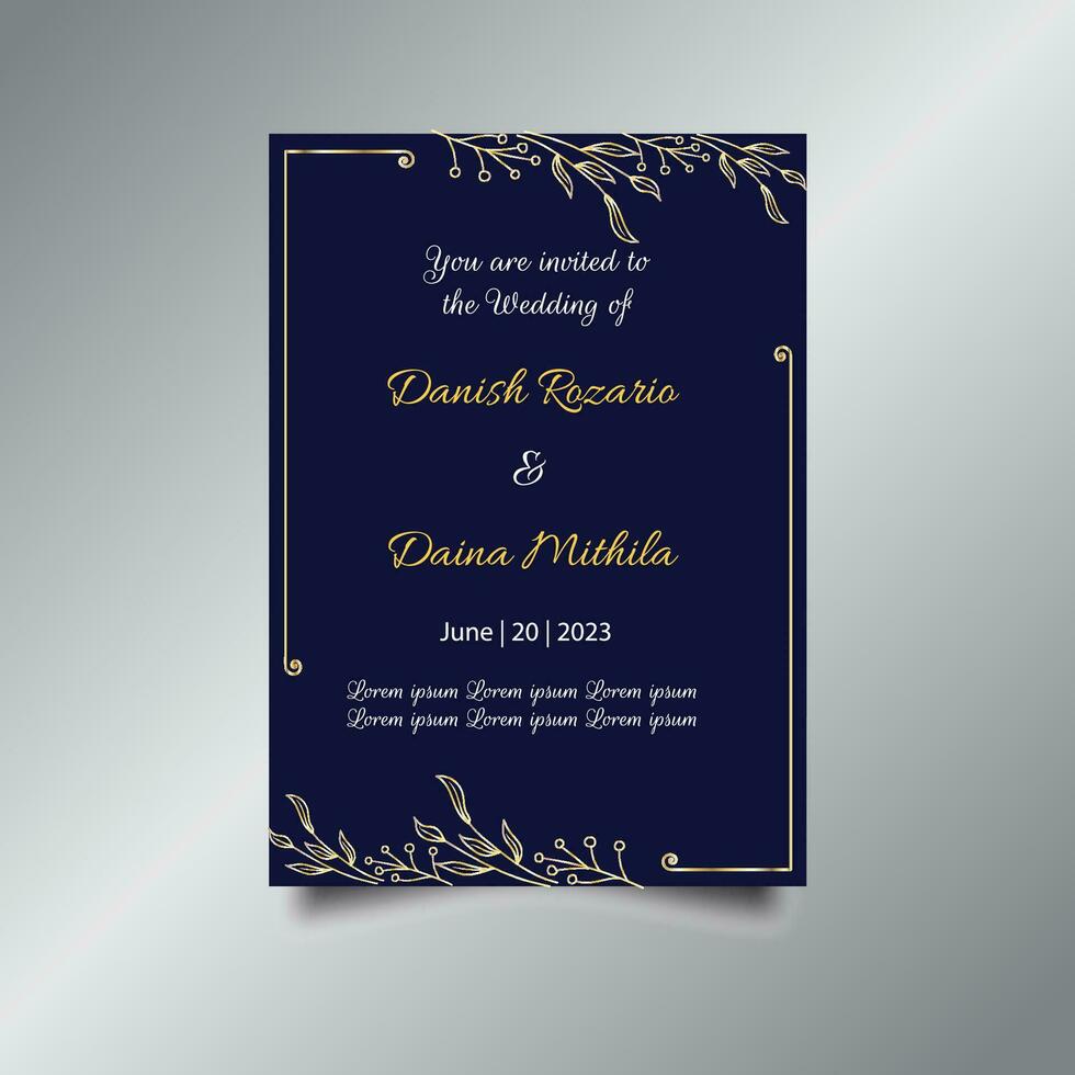 Luxury wedding invitation card design set. Luxury vintage golden vector invitation card template