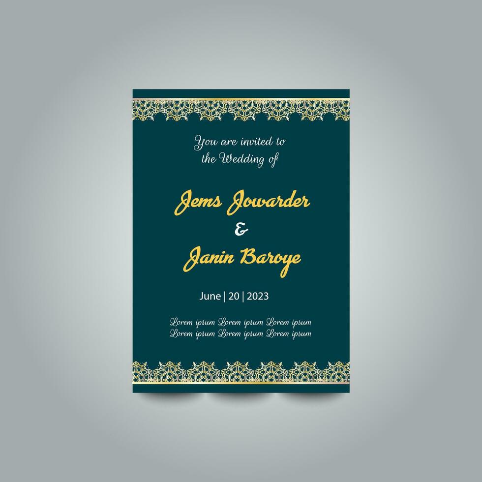 Luxury wedding invitation card design set. Luxury vintage golden vector invitation card template