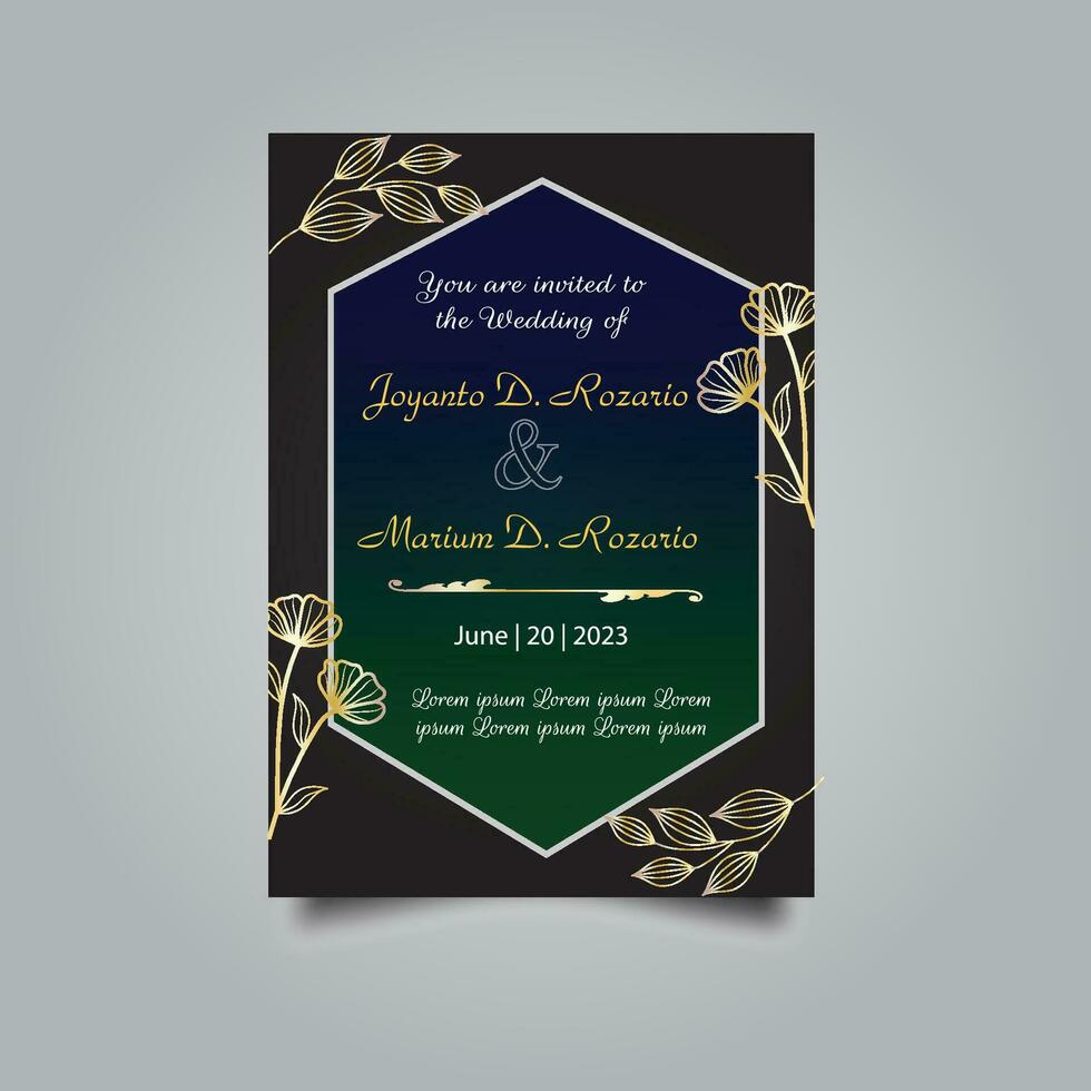 Luxury wedding invitation card design set. Luxury vintage golden vector invitation card template