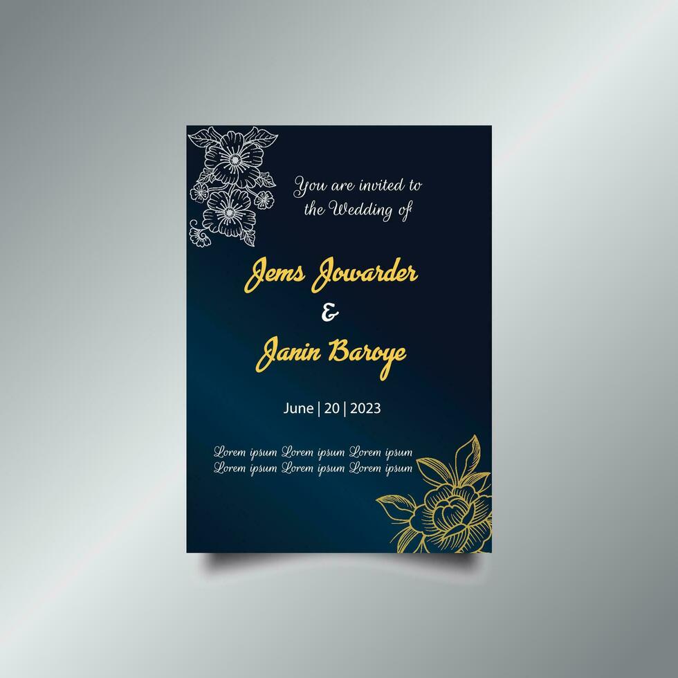 Luxury wedding invitation card design set. Luxury vintage golden vector invitation card template