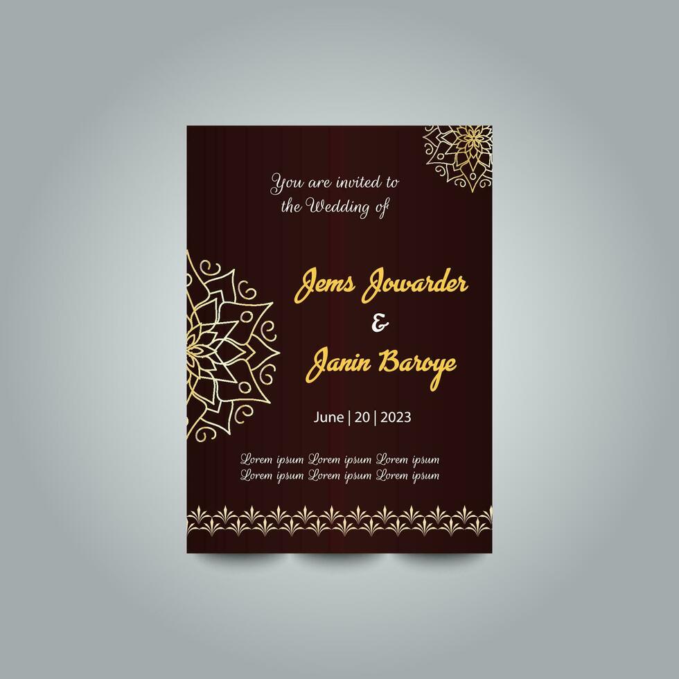 Luxury wedding invitation card design set. Luxury vintage golden vector invitation card template