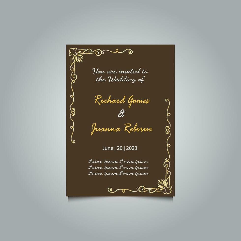 Luxury wedding invitation card design set. Luxury vintage golden vector invitation card template