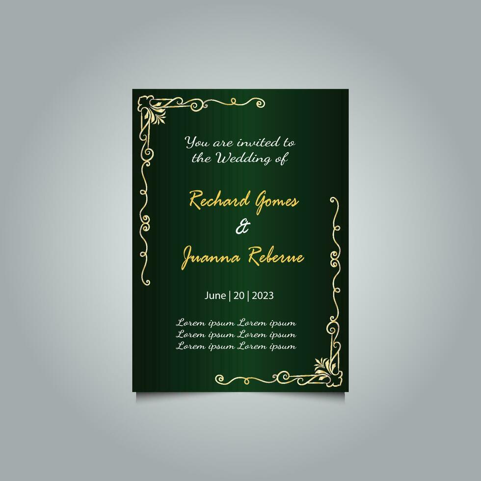 Luxury wedding invitation card design set. Luxury vintage golden vector invitation card template