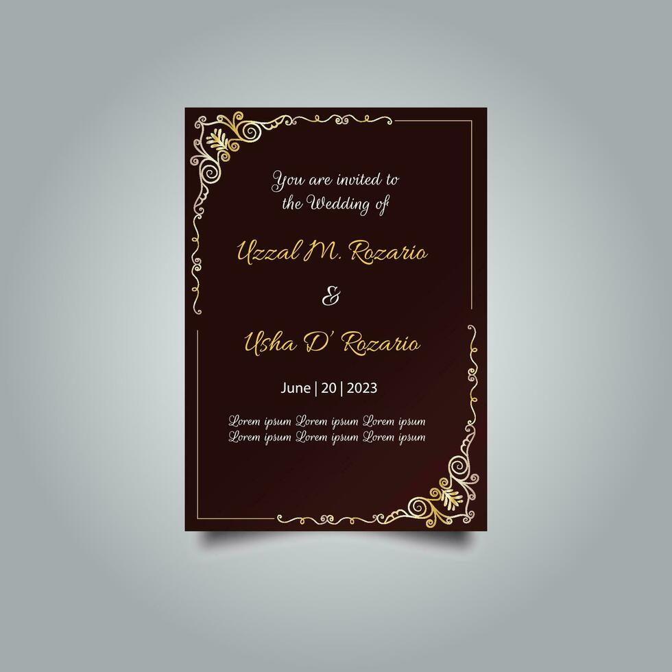 Luxury wedding invitation card design set. Luxury vintage golden vector invitation card template