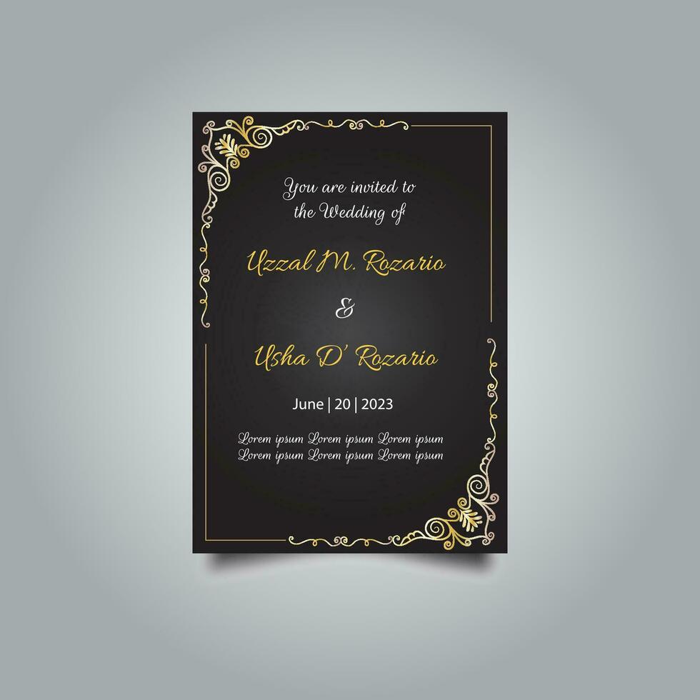 Luxury wedding invitation card design set. Luxury vintage golden vector invitation card template
