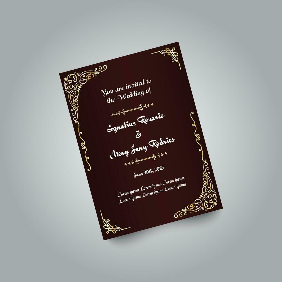 Luxury wedding invitation card design set. Luxury vintage golden vector invitation card template