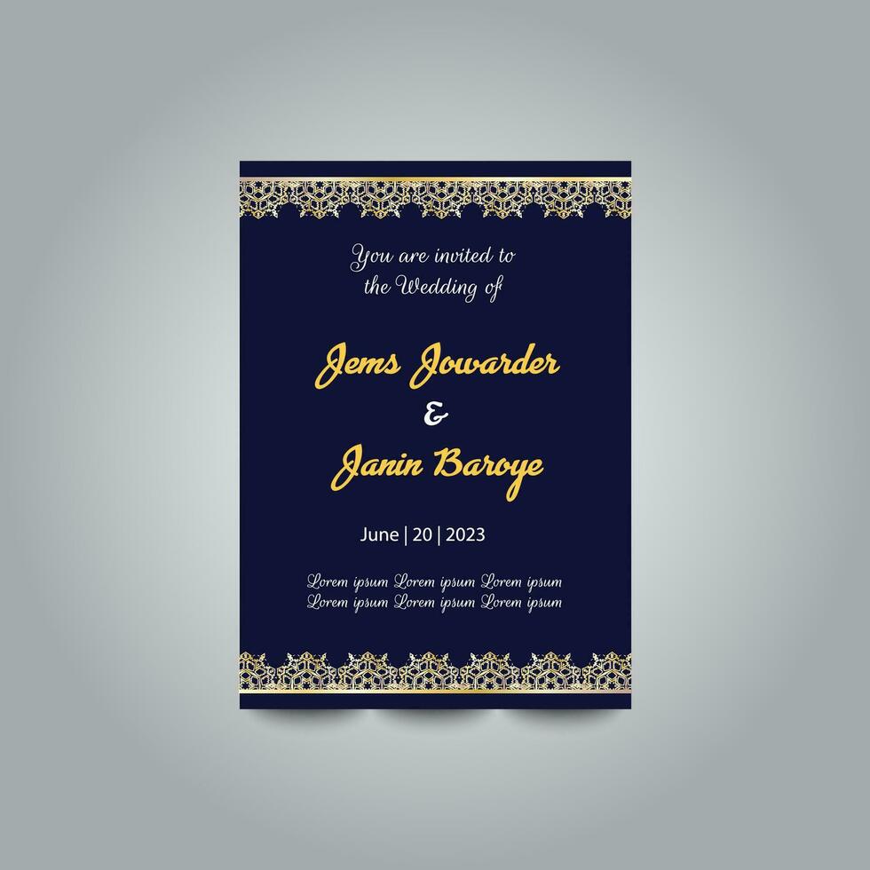 Luxury wedding invitation card design set. Luxury vintage golden vector invitation card template