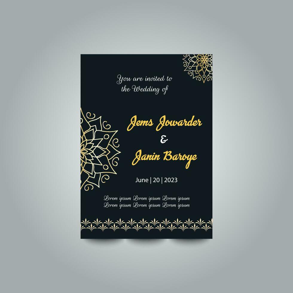 Luxury wedding invitation card design set. Luxury vintage golden vector invitation card template