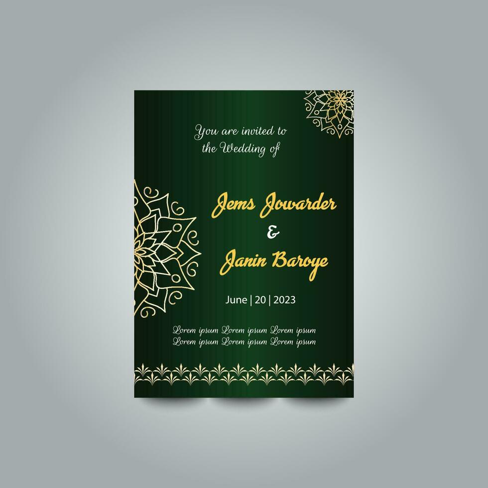 Luxury wedding invitation card design set. Luxury vintage golden vector invitation card template