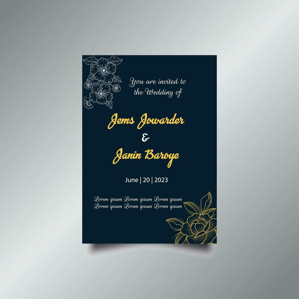 Luxury wedding invitation card design set. Luxury vintage golden vector invitation card template