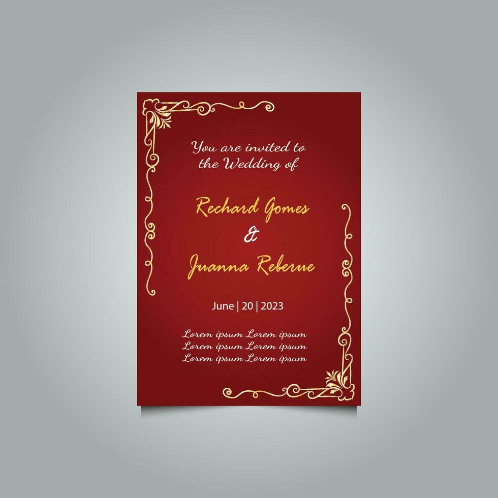 Luxury wedding invitation card design set. Luxury vintage golden vector invitation card template