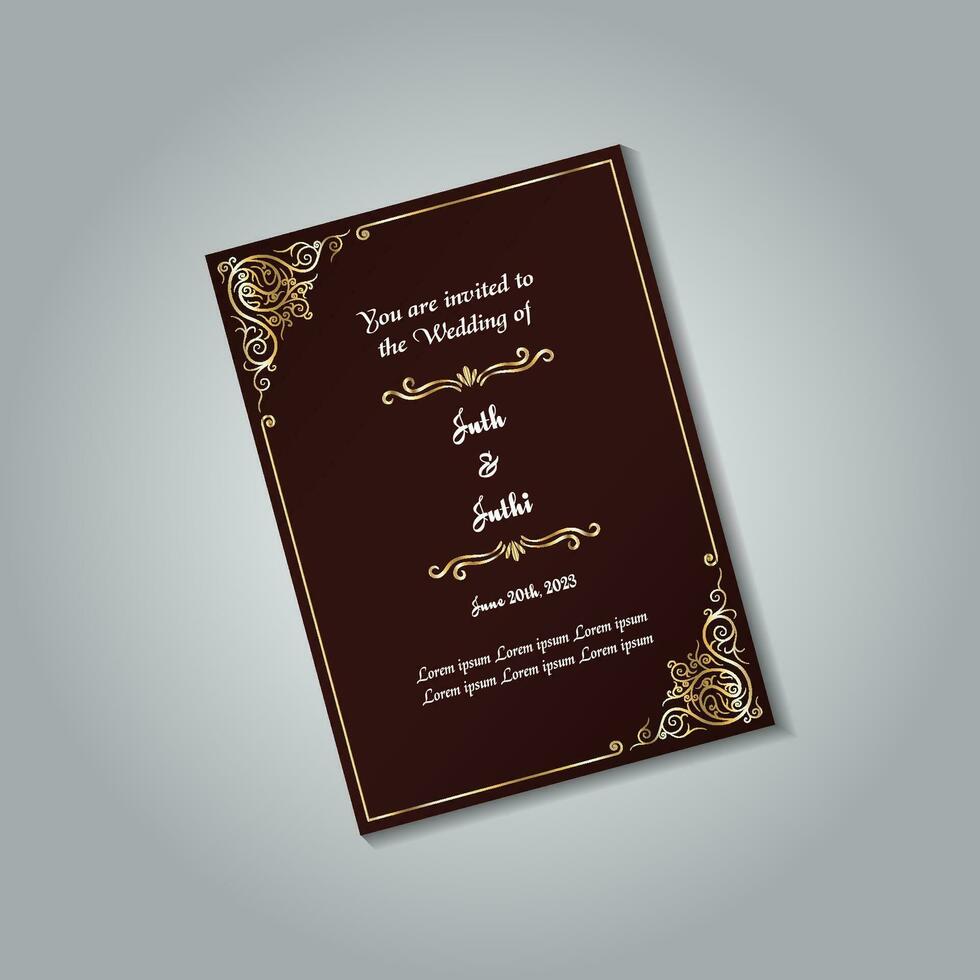 Luxury wedding invitation card design set. Luxury vintage golden vector invitation card template