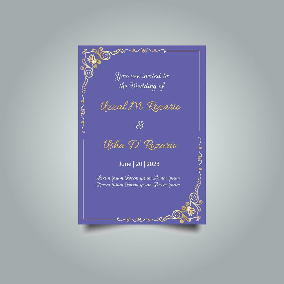 Luxury wedding invitation card design set. Luxury vintage golden vector invitation card template