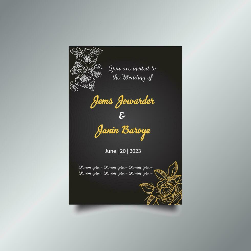 Luxury wedding invitation card design set. Luxury vintage golden vector invitation card template