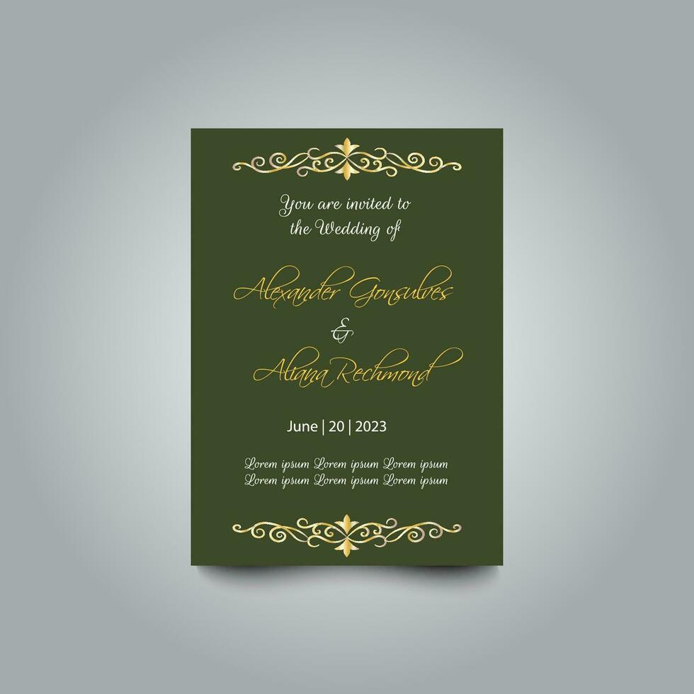 Luxury wedding invitation card design set. Luxury vintage golden vector invitation card template