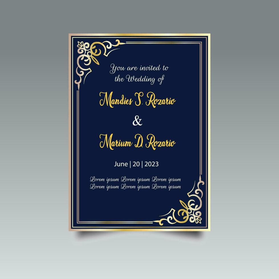 Luxury wedding invitation card design set. Luxury vintage golden vector invitation card template